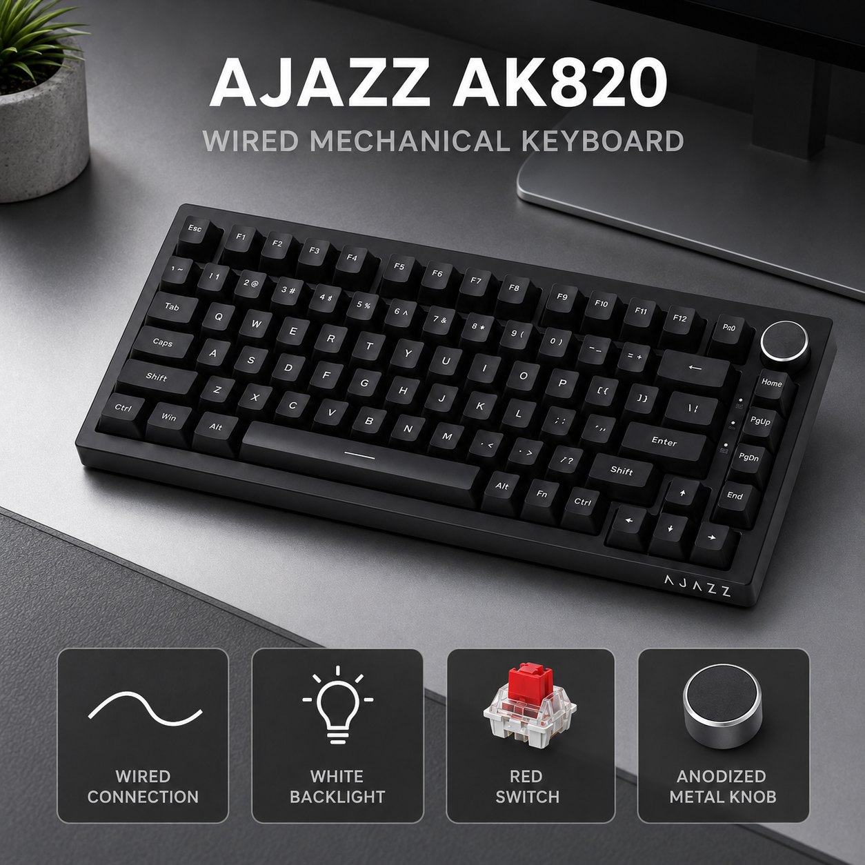 Keyboard Gaming Mac - لوحة مفاتيح ميكانيكية لاسلكية AJAZZ AK820