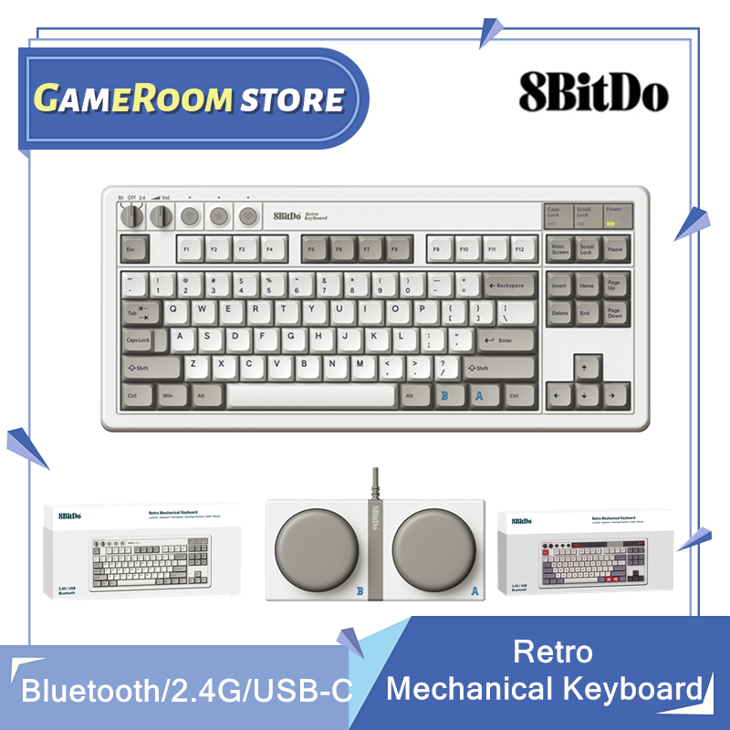 Gaming Keyboard Hot Swappable - لوحة مفاتيح ميكانيكية 8Bitdo Retro، بلوتوث/2.4G/USB-C