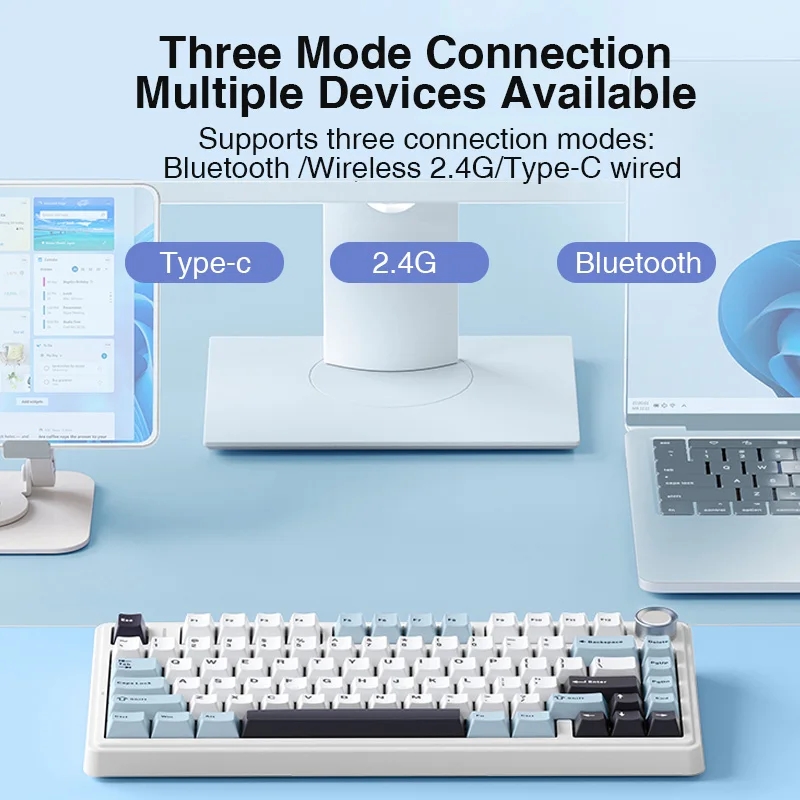 AULA F75 2.4G لوحة مفاتيح ميكا - مراجعة Gaming Keyboard Blue Switches وسعره
