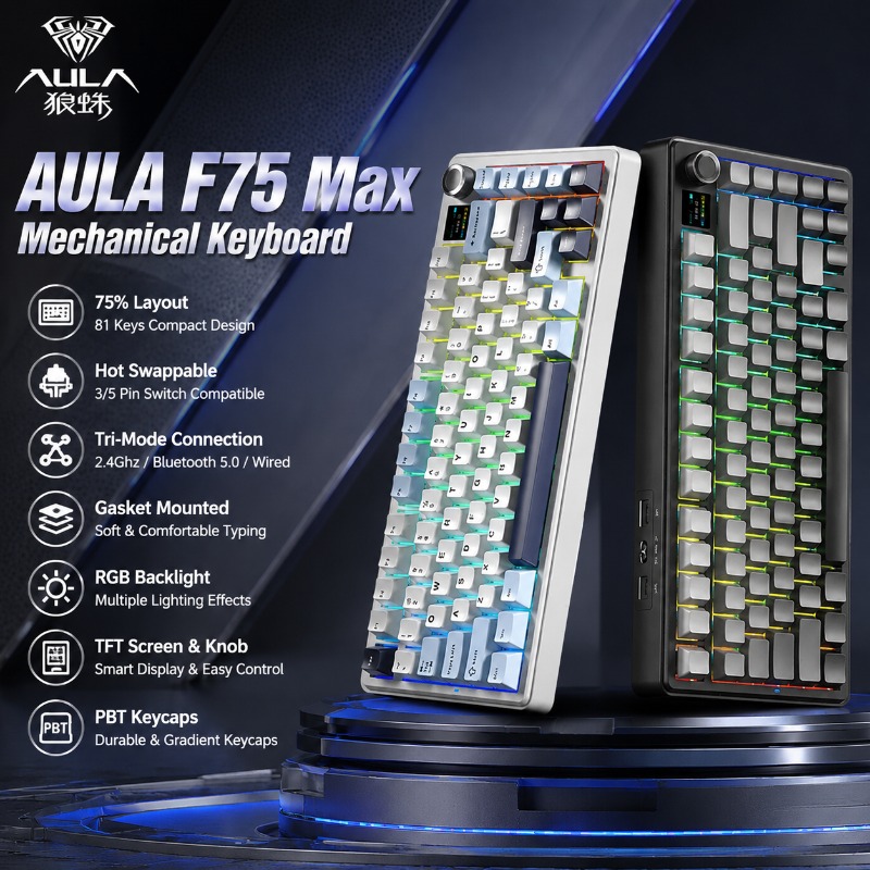 لوحة مفاتيح ميكانيكية AULA F75 - مراجعة Gasket Mount Kit وسعره