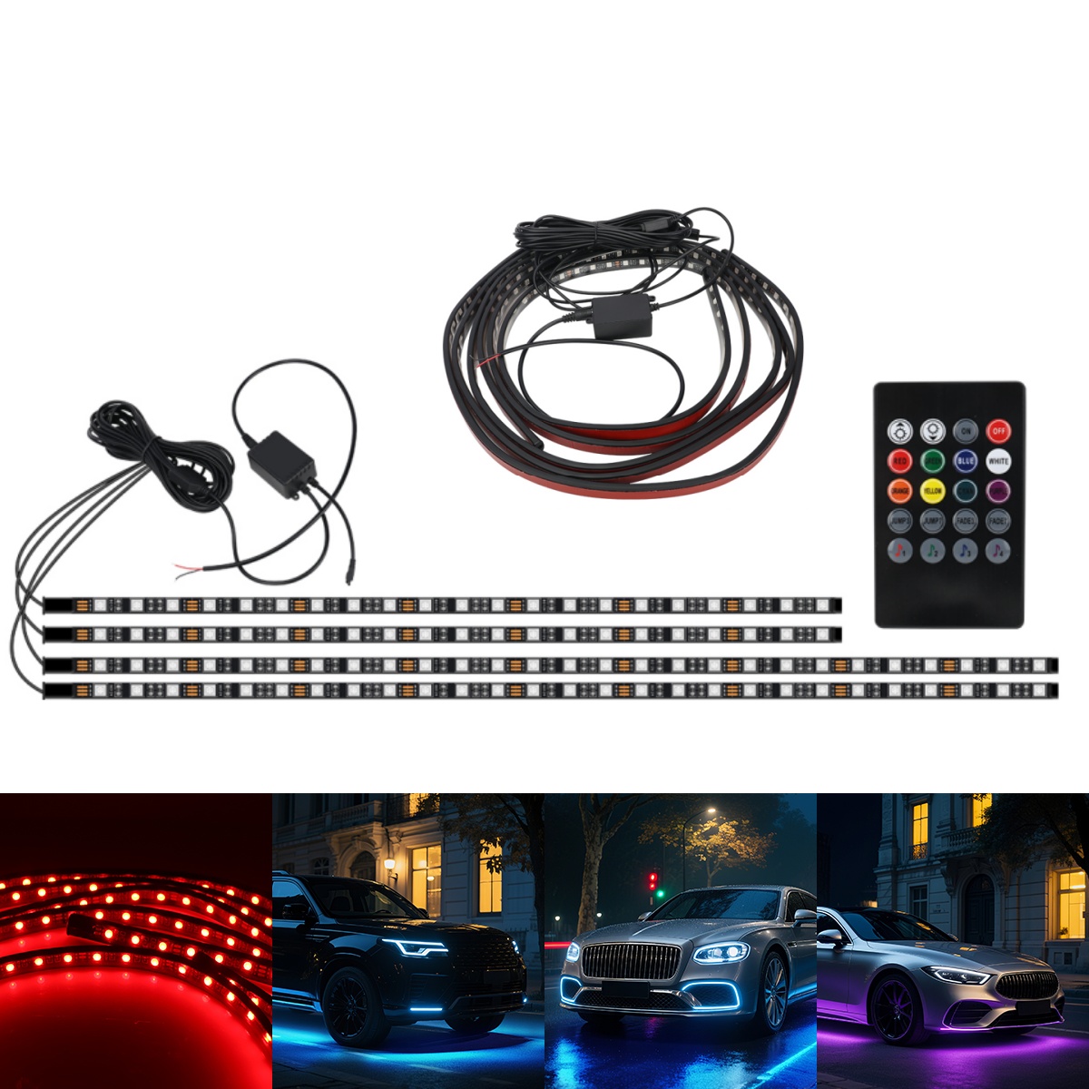 90 + 120 سنتيمتر سيارة RGB اله - مراجعة Rgb Underglow Strip وسعره