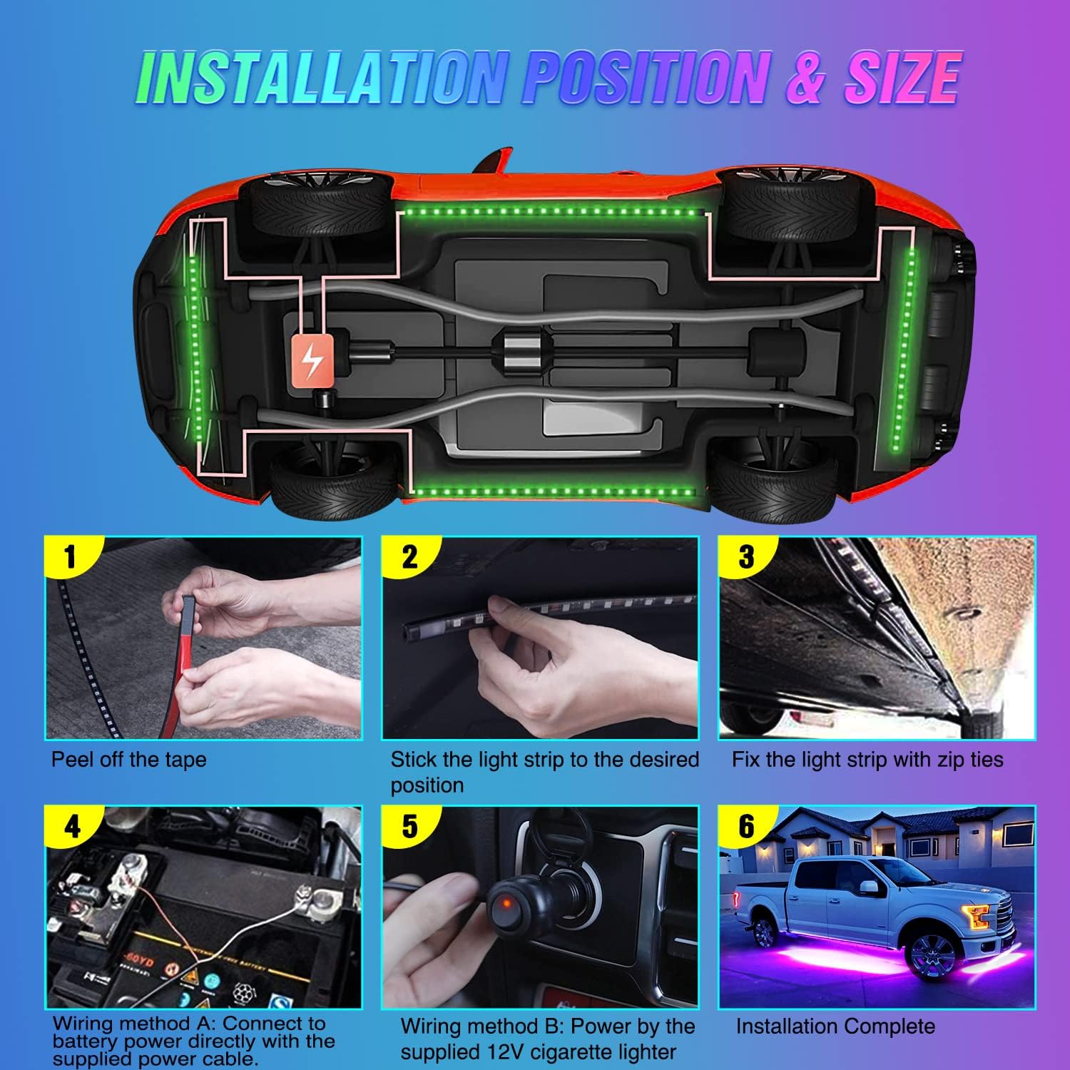 أشرطة إضاءة نيون سفلية للسيارا - مراجعة Rgb Underglow Strip وسعره
